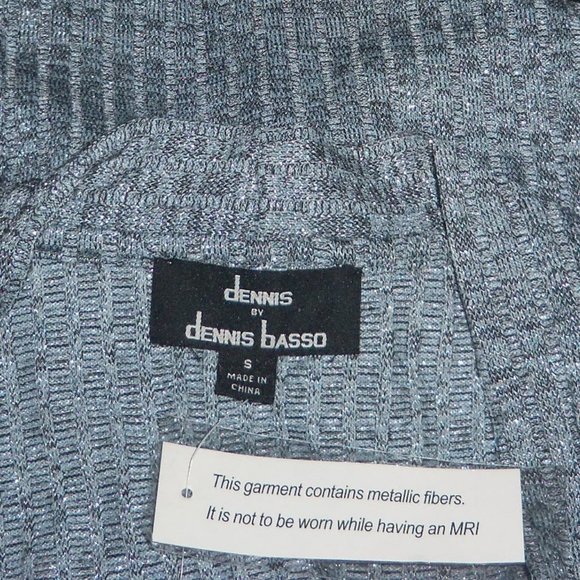 Dennis by Dennis Basso Blue Black Metallic Button Down Cardigan - Small - NEW - Picture 6 of 9